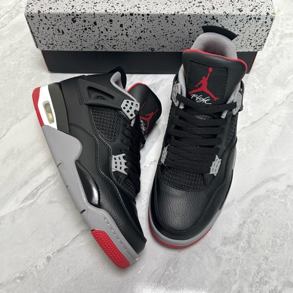 Brand New Retro 4 ‘Bred Reimagined’ Men’s Black/Red Sneakers Trainers - Picture 3 of 6